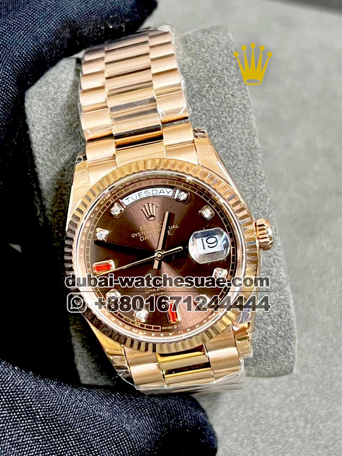 Rolex 36 mm Day Date Dark Brown face Replica Watches In Qatar