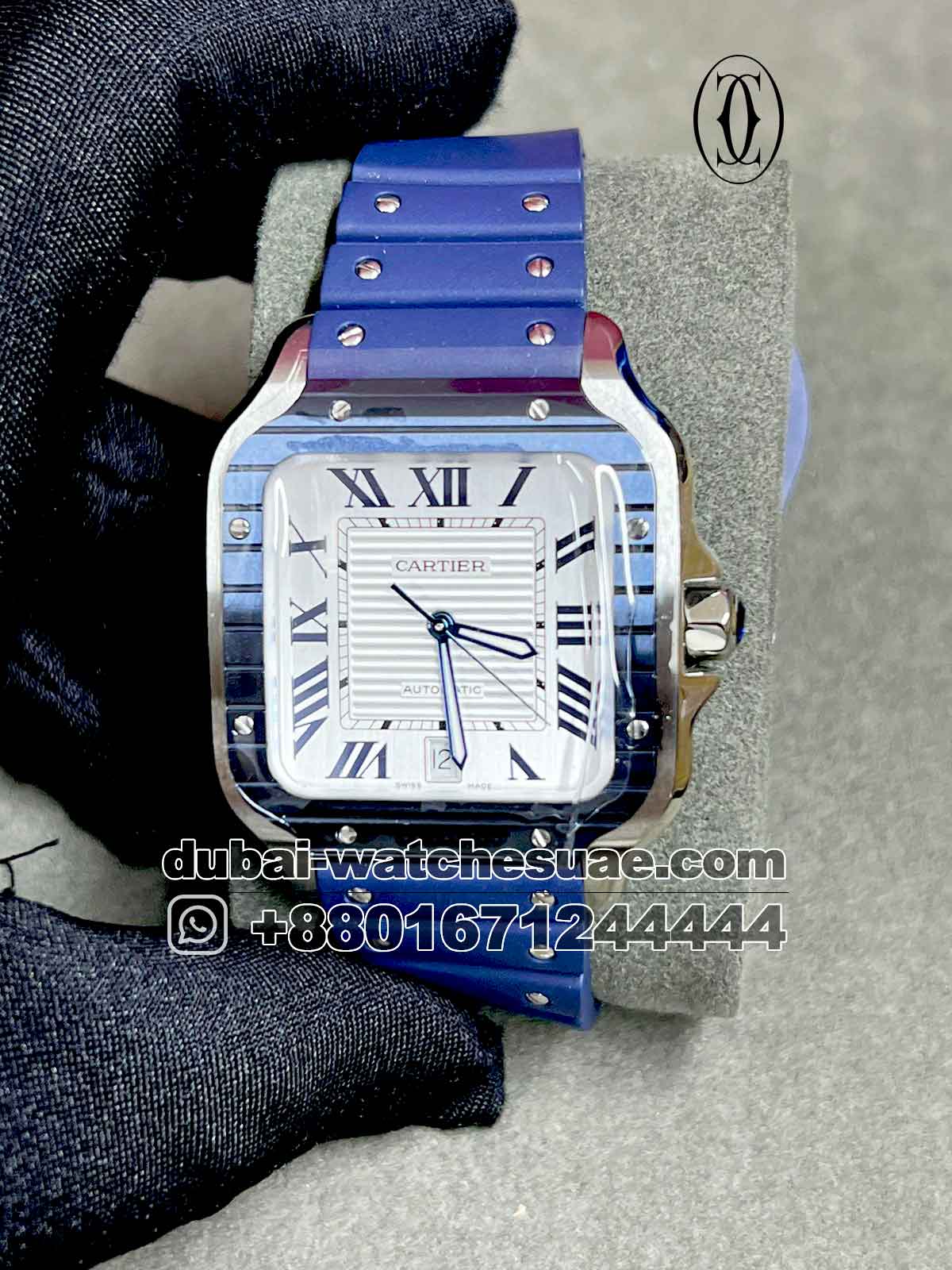 Santos de Cartier Blue and white Replica Watches In Qatar